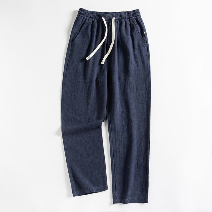 Buddha Stones Lässige, minimalistische Herrenhose mit Kordelzug und Tasche für den Frühling – einfarbig, schmal zulaufend, mit Tasche - Marine - US/ UK/AU44, EU54 (4XL) - image 9