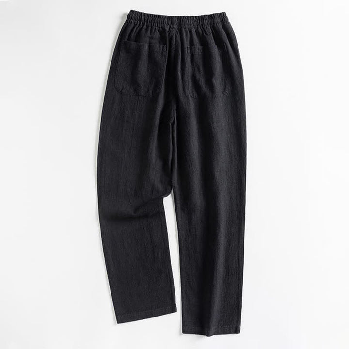 Buddha Stones Lässige, minimalistische Herrenhose mit Kordelzug und Tasche für den Frühling – einfarbig, schmal zulaufend, mit Tasche - image 3