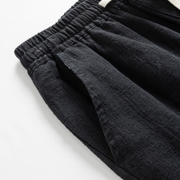 Buddha Stones Lässige, minimalistische Herrenhose mit Kordelzug und Tasche für den Frühling – einfarbig, schmal zulaufend, mit Tasche - image 4