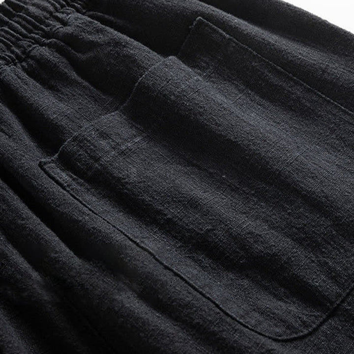 Buddha Stones Lässige, minimalistische Herrenhose mit Kordelzug und Tasche für den Frühling – einfarbig, schmal zulaufend, mit Tasche - image 7