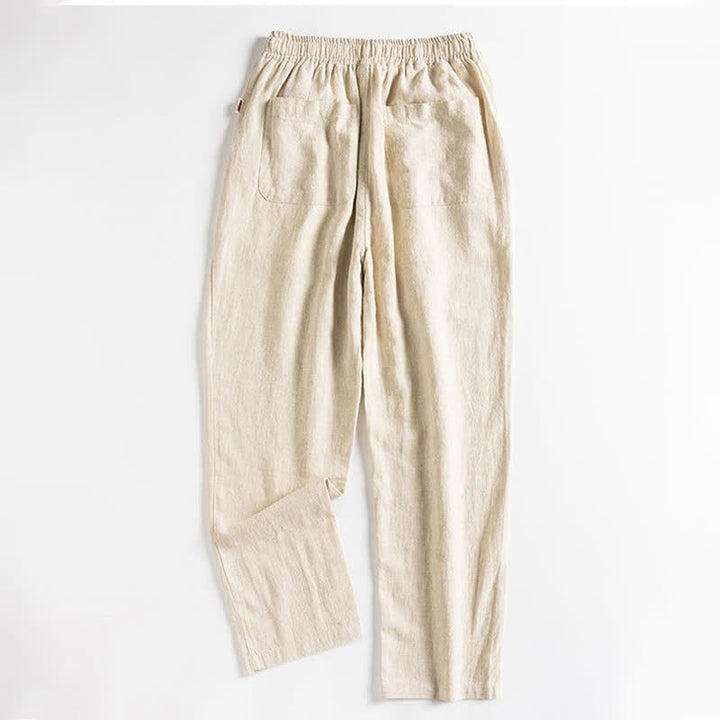 Buddha Stones Lässige, minimalistische Herrenhose mit Kordelzug und Tasche für den Frühling – einfarbig, schmal zulaufend, mit Tasche - image 14