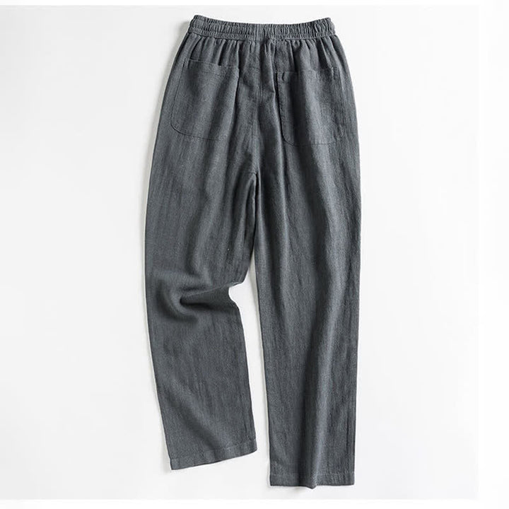 Buddha Stones Lässige, minimalistische Herrenhose mit Kordelzug und Tasche für den Frühling – einfarbig, schmal zulaufend, mit Tasche - image 12