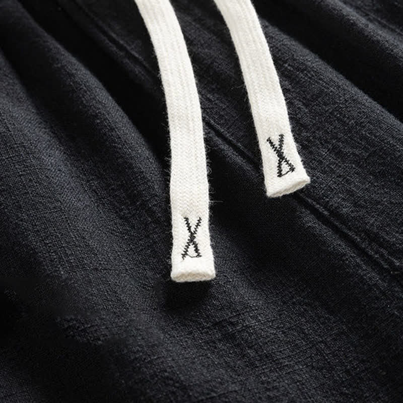 Buddha Stones Lässige, minimalistische Herrenhose mit Kordelzug und Tasche für den Frühling – einfarbig, schmal zulaufend, mit Tasche - image 6