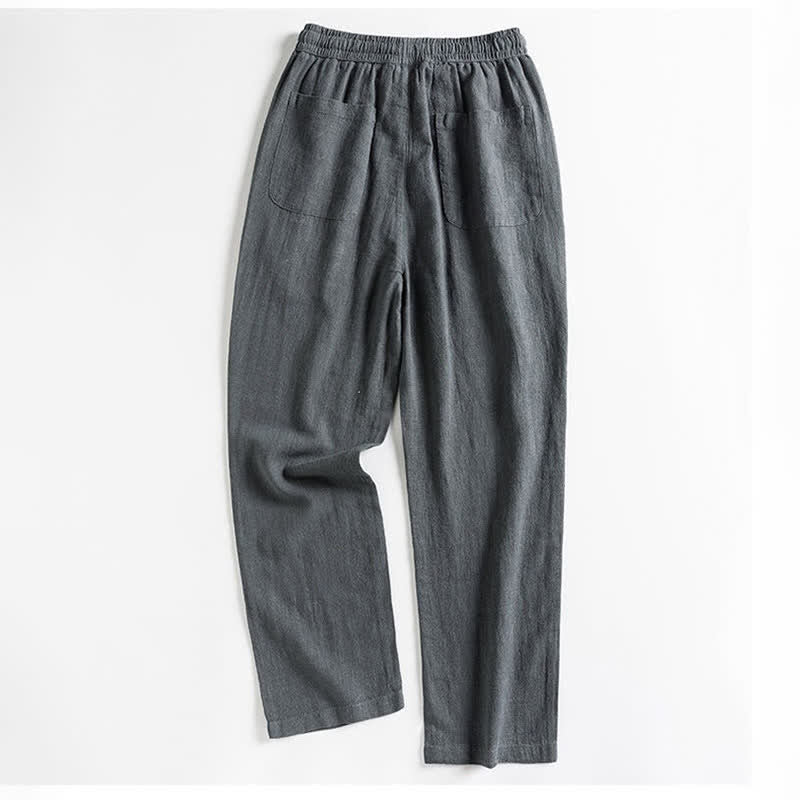 Buddha Stones Lässige, minimalistische Herrenhose mit Kordelzug und Tasche für den Frühling – einfarbig, schmal zulaufend, mit Tasche - image 12