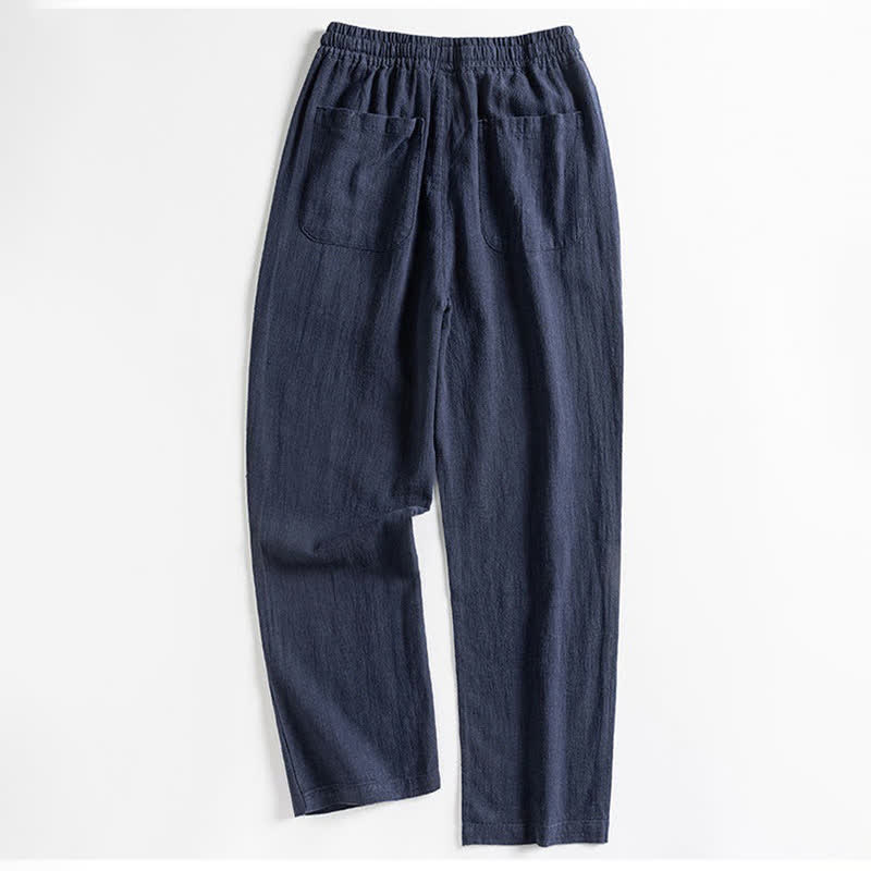 Buddha Stones Lässige, minimalistische Herrenhose mit Kordelzug und Tasche für den Frühling – einfarbig, schmal zulaufend, mit Tasche - image 10