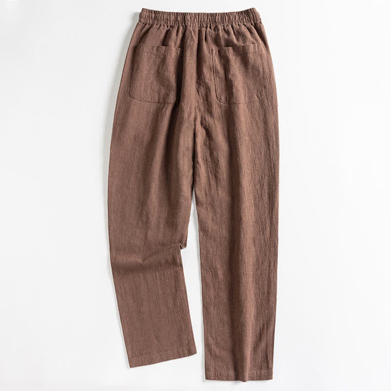 Buddha Stones Lässige, minimalistische Herrenhose mit Kordelzug und Tasche für den Frühling – einfarbig, schmal zulaufend, mit Tasche - image 1