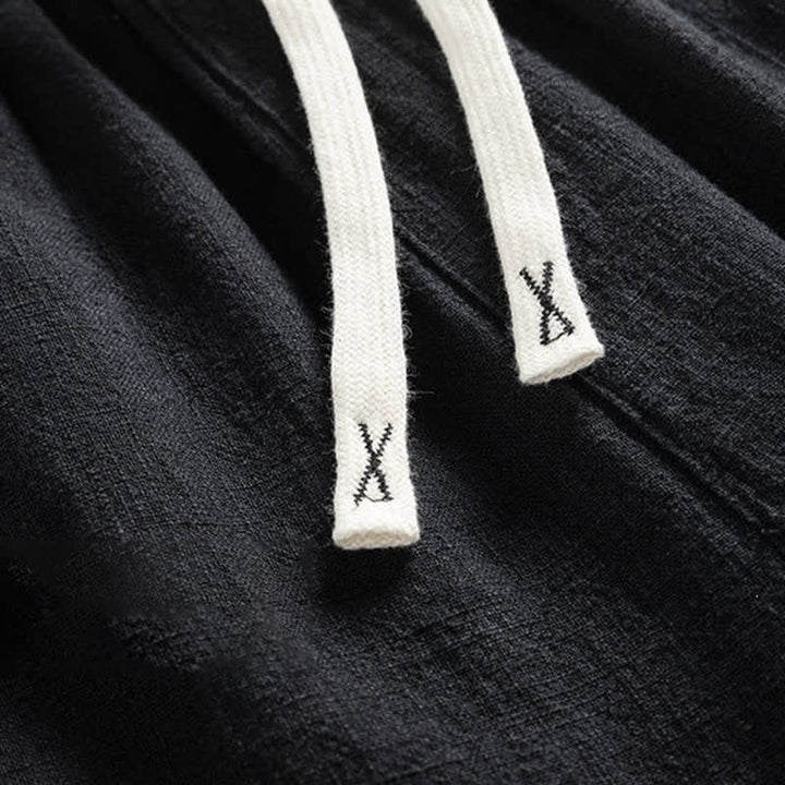 Buddha Stones Lässige, minimalistische Herrenhose mit Kordelzug und Tasche für den Frühling – einfarbig, schmal zulaufend, mit Tasche - image 6