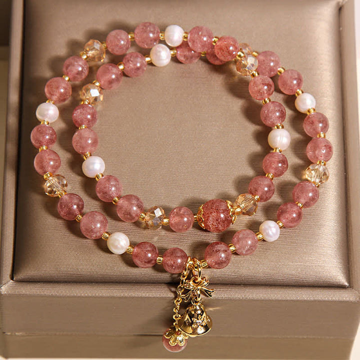 Buddha Stones Erdbeerquarz-Perle Schmetterlings-Liebe Doppelwickelarmband - image 3