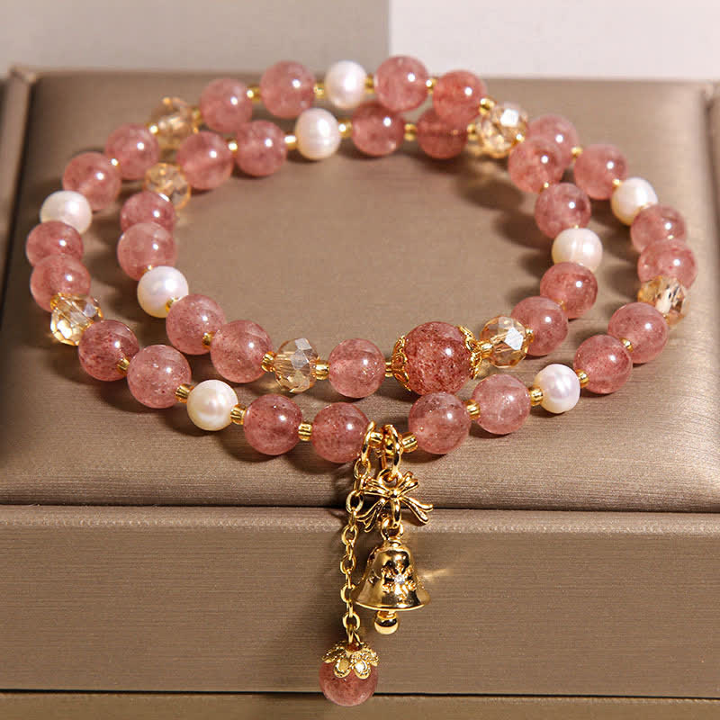 Buddha Stones Erdbeerquarz-Perle Schmetterlings-Liebe Doppelwickelarmband - image 7