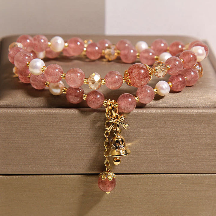 Buddha Stones Erdbeerquarz-Perle Schmetterlings-Liebe Doppelwickelarmband - Erdbeerquarz (Liebe ♥ Heilung) - image 0
