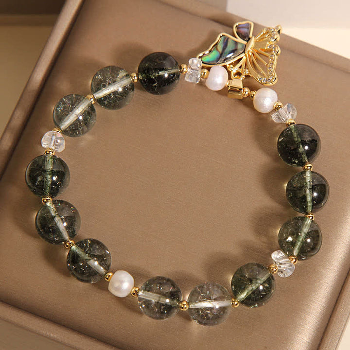 Buddha Stones Armband mit grünen Phantomperlen und Schmetterlingsmotiv - image 8