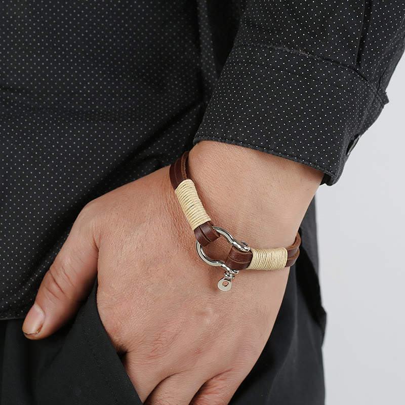 Buddha Stones Lederarmband mit doppelter Wicklung, Gewindebügel und Balance - image 6