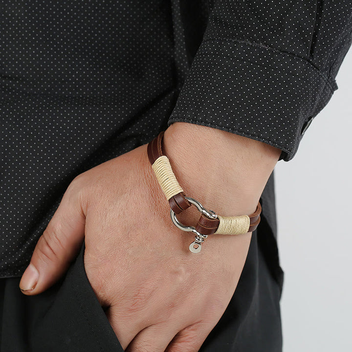 Buddha Stones Lederarmband mit doppelter Wicklung, Gewindebügel und Balance - image 6