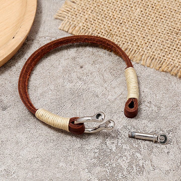 Buddha Stones Lederarmband mit doppelter Wicklung, Gewindebügel und Balance - image 3