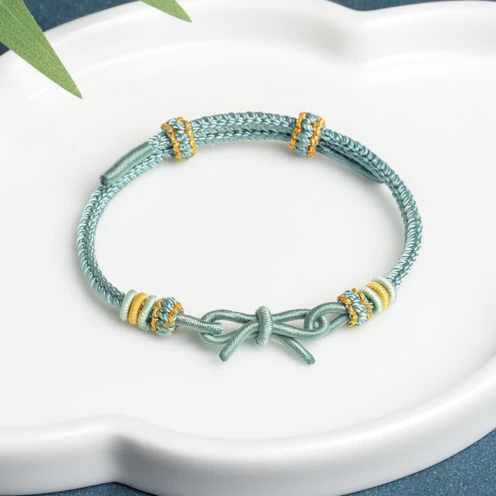 Buddha Stones Handgewebtes Armband „Schmetterling Glück“ mit verstellbarer geflochtener Kordel - Mittel-Aquamarin - Roter Faden (Schutz♥Glück) - image 3