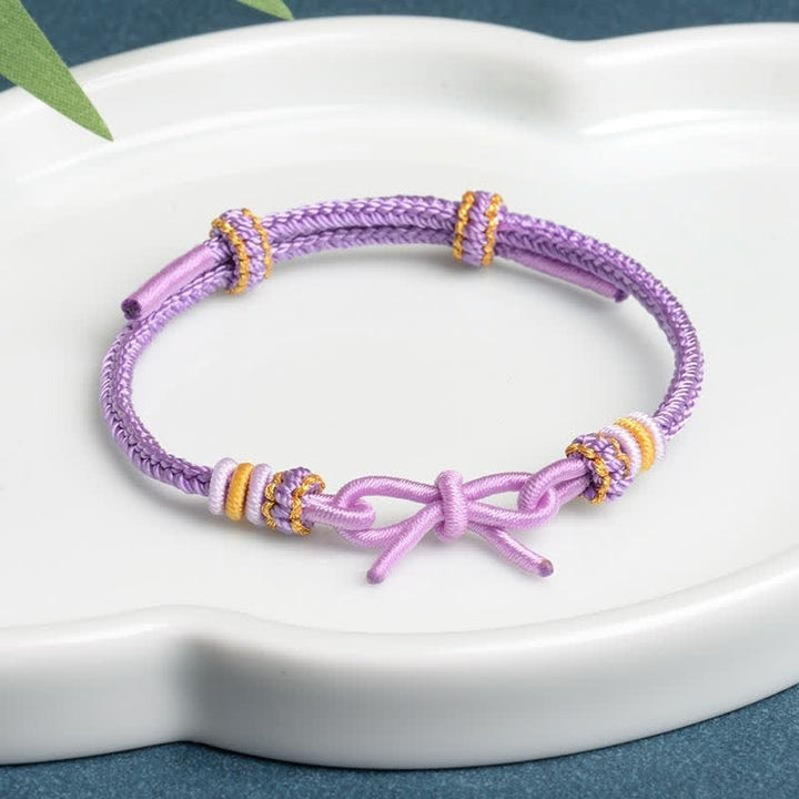 Buddha Stones Handgewebtes Armband „Schmetterling Glück“ mit verstellbarer geflochtener Kordel - Pflaume - Roter Faden (Schutz♥Glück) - image 2