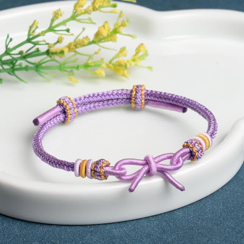 Buddha Stones Handgewebtes Armband „Schmetterling Glück“ mit verstellbarer geflochtener Kordel - image 4
