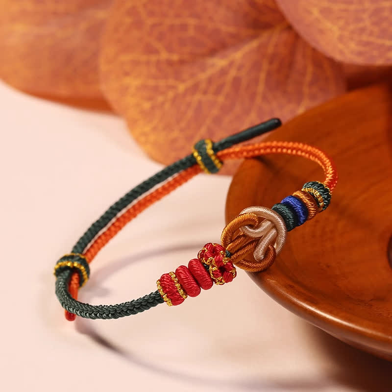 Buddha Stones Handgewebtes Armband „Prosperous Universe“ aus mehrfarbiger Kordel - Rot - Roter Faden (Schutz♥Glück) - image 0