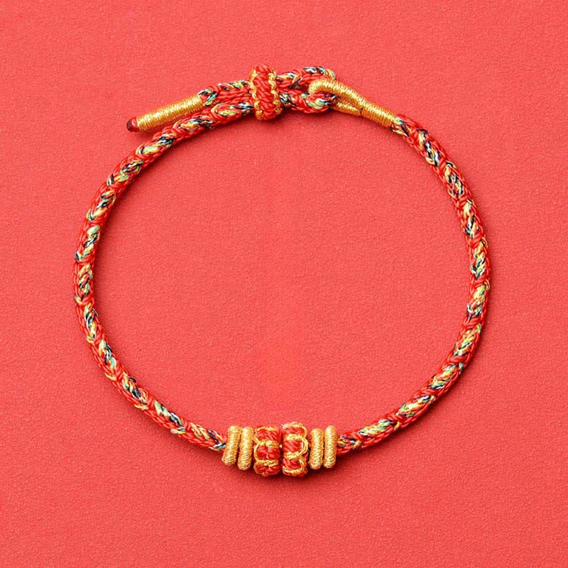 Buddha Stones Handgewebtes rotes Armband mit Koi-Fisch- und Blumenmotiv zum Schutz - Rot - Kein Zubehör - image 4