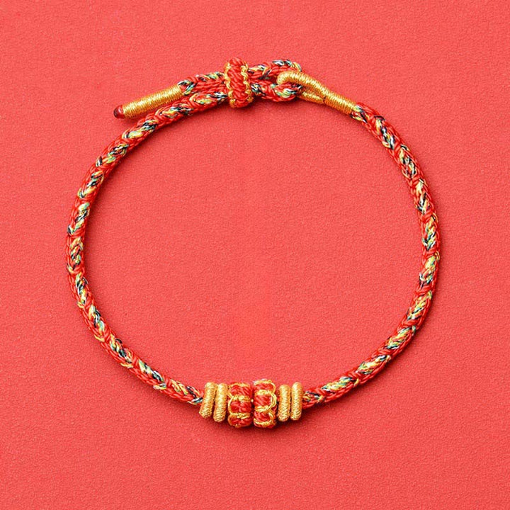 Buddha Stones Handgewebtes rotes Armband mit Koi-Fisch- und Blumenmotiv zum Schutz - Rot - Kein Zubehör - image 4