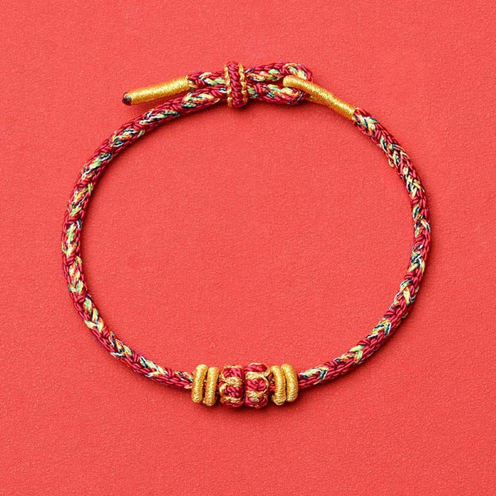 Buddha Stones Handgewebtes rotes Armband mit Koi-Fisch- und Blumenmotiv zum Schutz - Kastanienbraun - Kein Zubehör - image 21