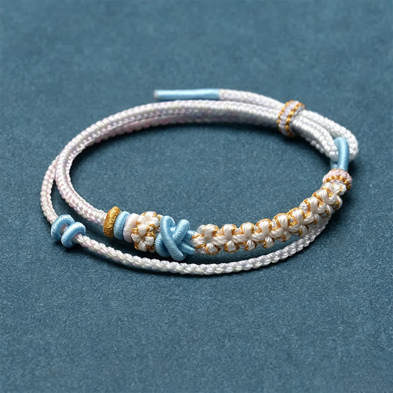 Buddha Stones Handgewebtes, zweilagiges Armband mit Pfirsichblüten-Knotenverbindung - Distel - Kein Zubehör - image 19
