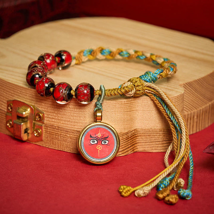 Buddha Stones Tibetisches Liuli-Glasperlenarmband mit fünf Himmelsrichtungen, Göttern des Reichtums und Buddha-Augen - image 9