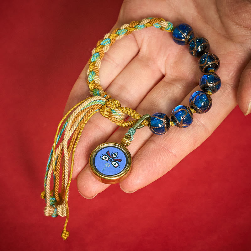 Buddha Stones Tibetisches Liuli-Glasperlenarmband mit fünf Himmelsrichtungen, Göttern des Reichtums und Buddha-Augen - image 3