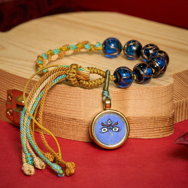 Buddha Stones Tibetisches Liuli-Glasperlenarmband mit fünf Himmelsrichtungen, Göttern des Reichtums und Buddha-Augen - image 2