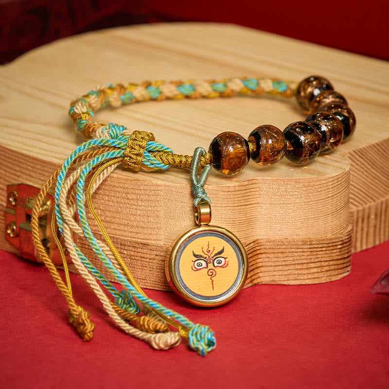 Buddha Stones Tibetisches Liuli-Glasperlenarmband mit fünf Himmelsrichtungen, Göttern des Reichtums und Buddha-Augen - image 15