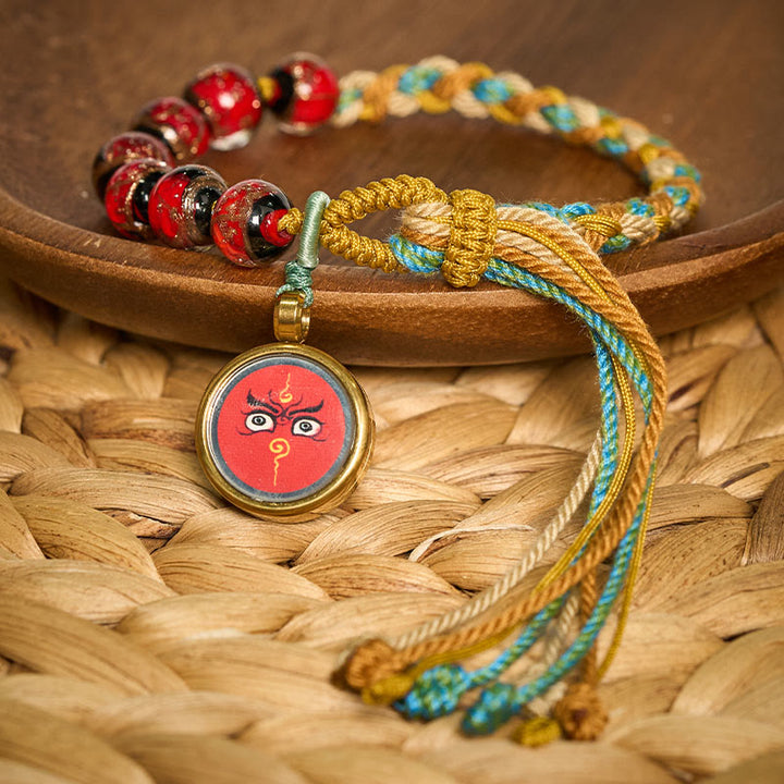 Buddha Stones Tibetisches Liuli-Glasperlenarmband mit fünf Himmelsrichtungen, Göttern des Reichtums und Buddha-Augen - image 8