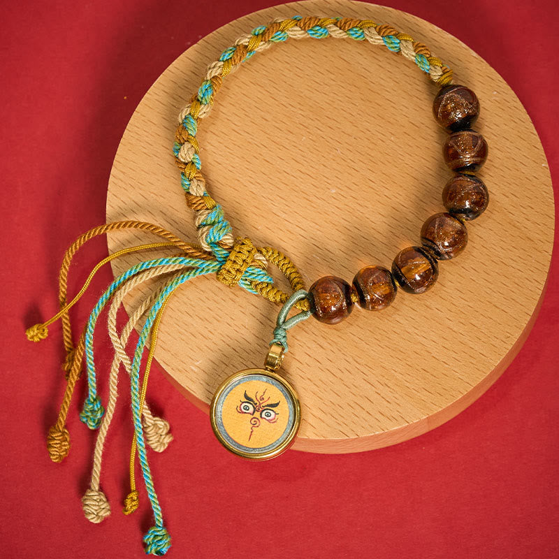 Buddha Stones Tibetisches Liuli-Glasperlenarmband mit fünf Himmelsrichtungen, Göttern des Reichtums und Buddha-Augen - Gelbes Jambhala (Handgelenkumfang 15-24 cm) - image 13
