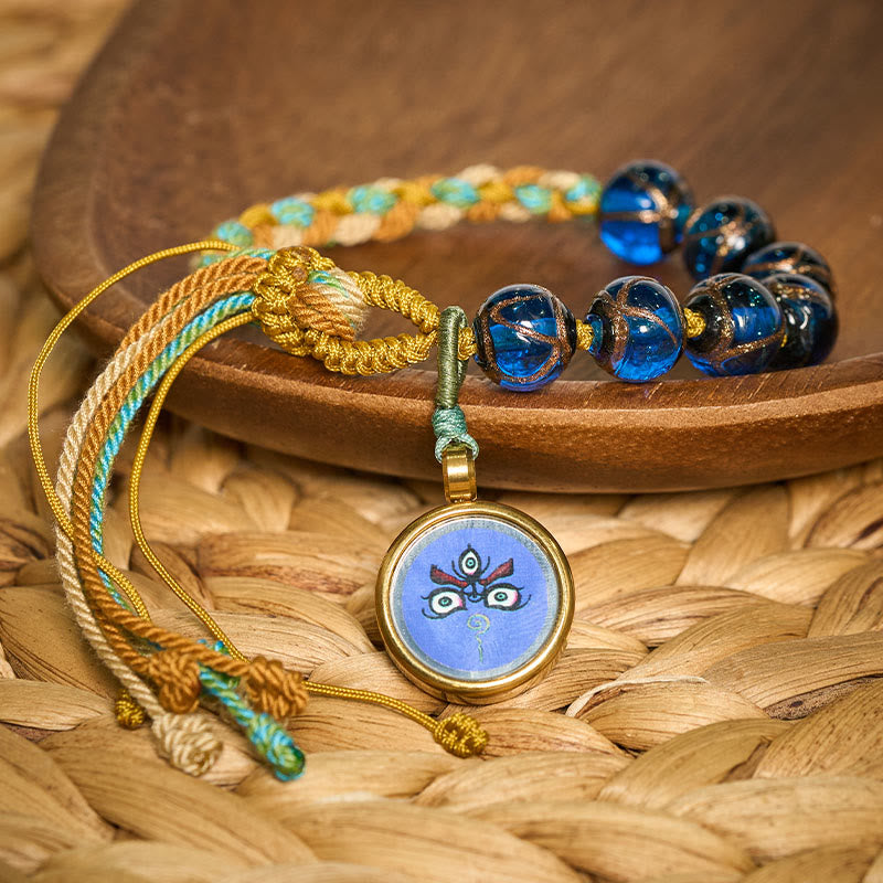 Buddha Stones Tibetisches Liuli-Glasperlenarmband mit fünf Himmelsrichtungen, Göttern des Reichtums und Buddha-Augen - image 1