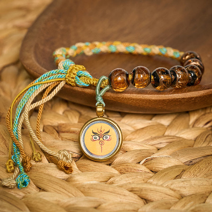 Buddha Stones Tibetisches Liuli-Glasperlenarmband mit fünf Himmelsrichtungen, Göttern des Reichtums und Buddha-Augen - image 14