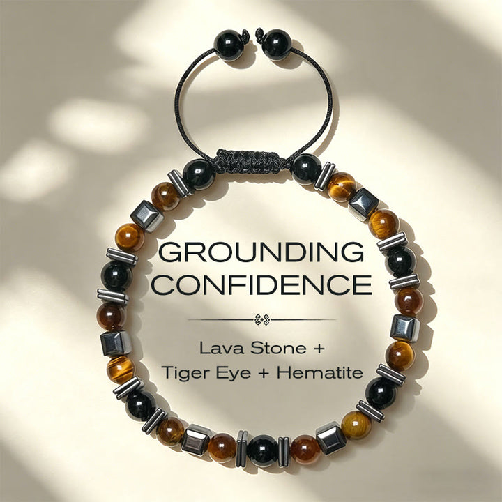 Buddha Stones Armband aus natürlichem Tigerauge, schwarzem Obsidian und Hämatit - 17–26 cm - image 0