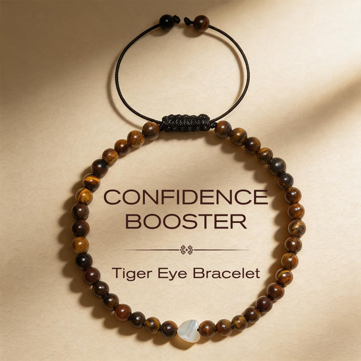 Buddha Stones Natürliches kleines Tigeraugenperlen-Liebesherz-Kraft-Armband - 4 mm Tigerauge (Handgelenkumfang: 17-28 cm) - image 0