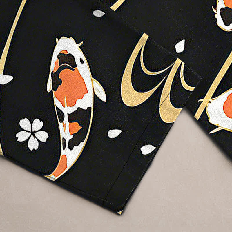 Buddha Stones Herrenhose aus Baumwolle mit Koi-Fisch-Wellenmuster, schmal zulaufend und mit Taschen - image 2