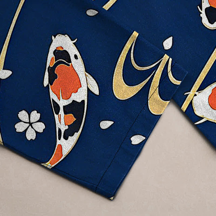 Buddha Stones Herrenhose aus Baumwolle mit Koi-Fisch-Wellenmuster, schmal zulaufend und mit Taschen - image 10