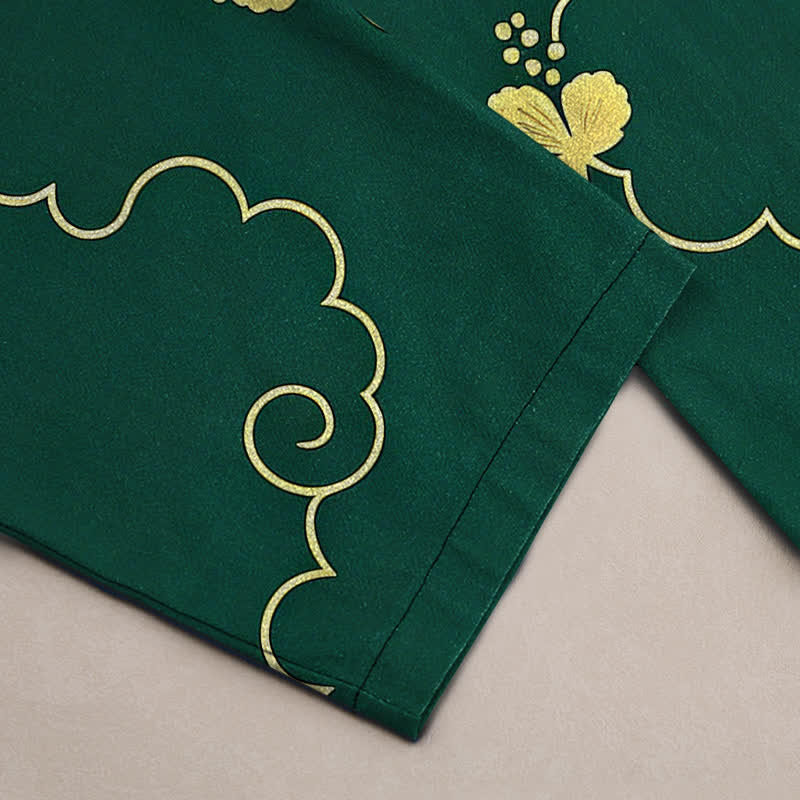 Buddha Stones Herrenhose aus Baumwolle mit goldenem Blumen- und Wolkenmuster, schmal zulaufend und mit Taschen - image 2