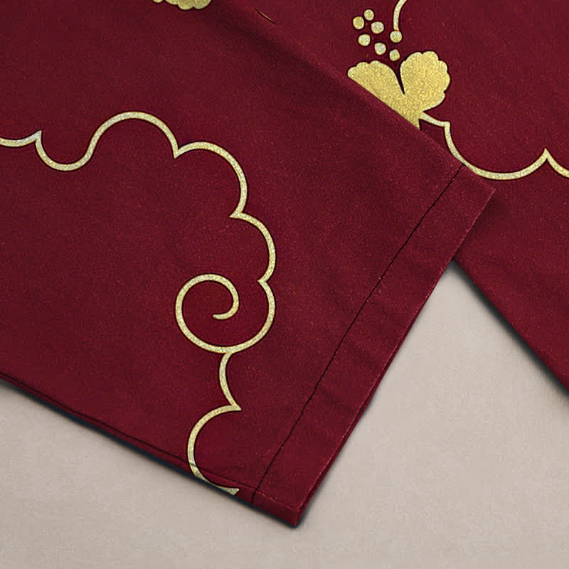 Buddha Stones Herrenhose aus Baumwolle mit goldenem Blumen- und Wolkenmuster, schmal zulaufend und mit Taschen - image 10