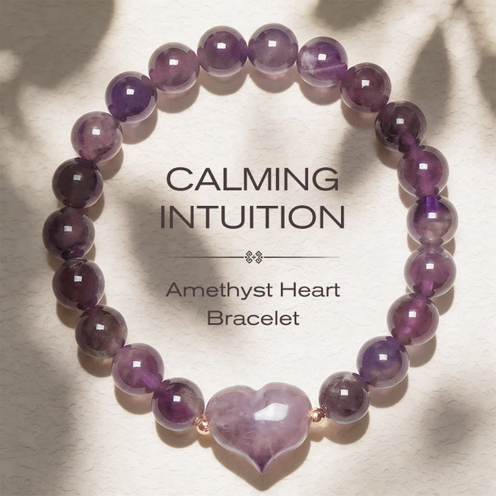 Buddha Stones Natürliches Amethyst-Grünes Aventurin-Tigerauge-Erdbeerquarz-Liebesherz-Spirituelles Armband - Amethyst (Handgelenkumfang 14-16 cm) - image 7