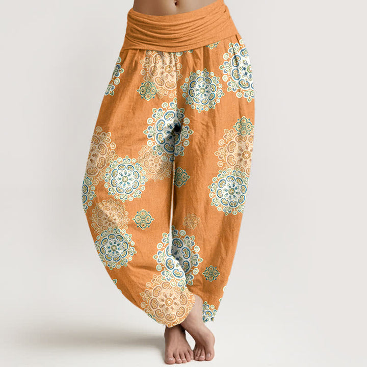 Buddha Stones Damen-Haremshose aus reiner Baumwolle mit verschiedenen Mandala-Blumenmustern und elastischem Bund - SandyBrown - US16, UK/AU20, EU48 (3XL) - image 5