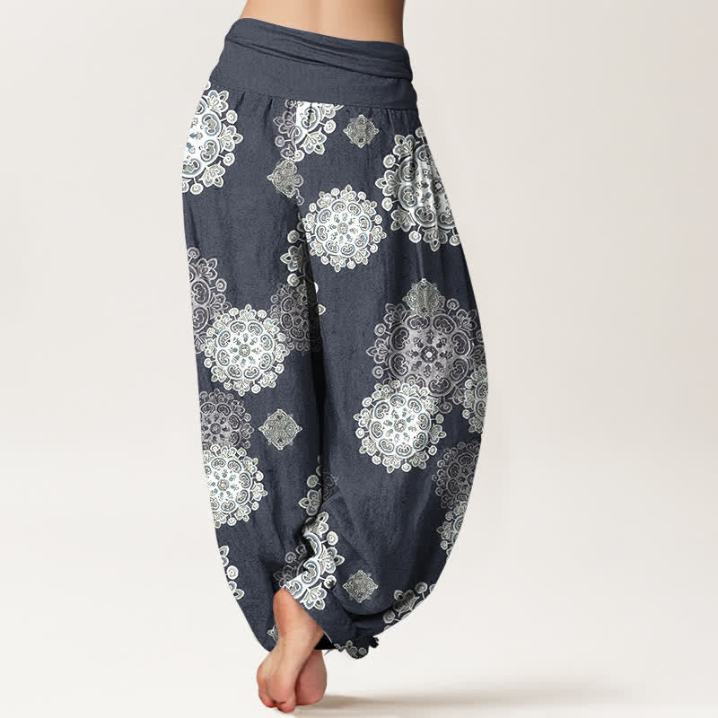 Buddha Stones Damen-Haremshose aus reiner Baumwolle mit verschiedenen Mandala-Blumenmustern und elastischem Bund - image 9