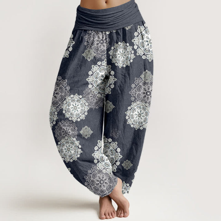 Buddha Stones Damen-Haremshose aus reiner Baumwolle mit verschiedenen Mandala-Blumenmustern und elastischem Bund - Schiefergrau - US16, UK/AU20, EU48 (3XL) - image 8