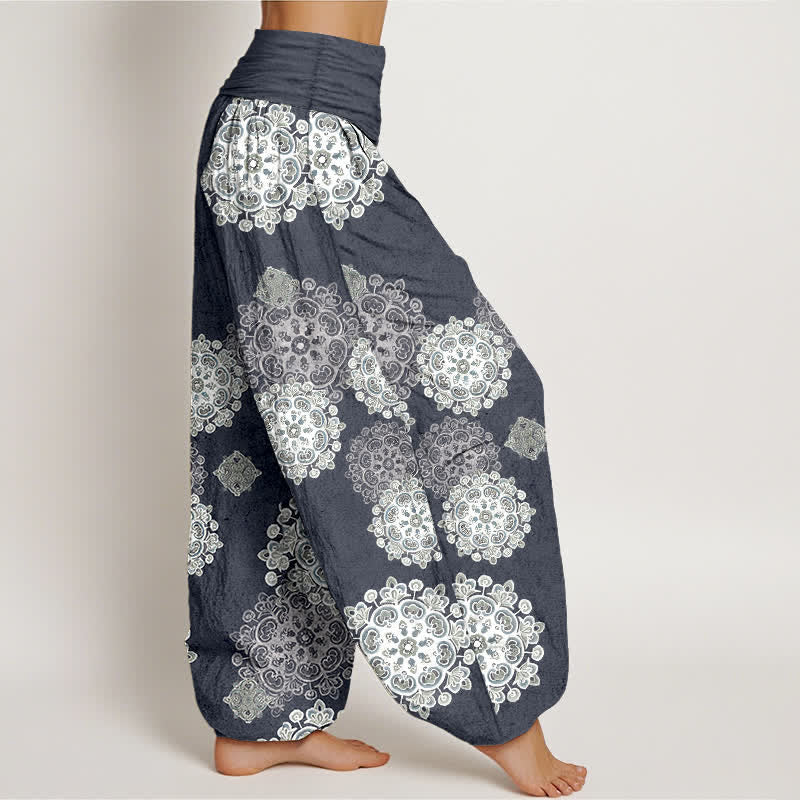 Buddha Stones Damen-Haremshose aus reiner Baumwolle mit verschiedenen Mandala-Blumenmustern und elastischem Bund - image 10