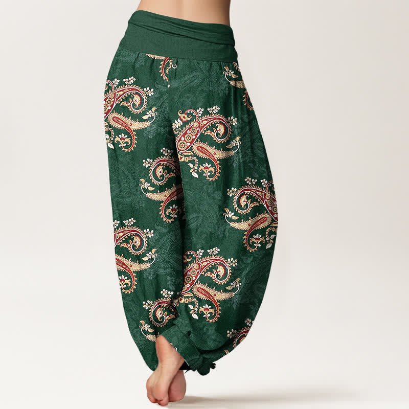Buddha Stones Elegante Haremshose aus reiner Baumwolle mit Paisleymuster und elastischem Bund. - image 1