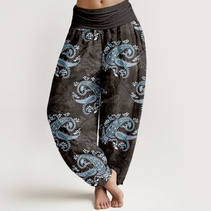 Buddha Stones Elegante Haremshose aus reiner Baumwolle mit Paisleymuster und elastischem Bund. - Schwarz - US16, UK/AU20, EU48 (3XL) - image 8