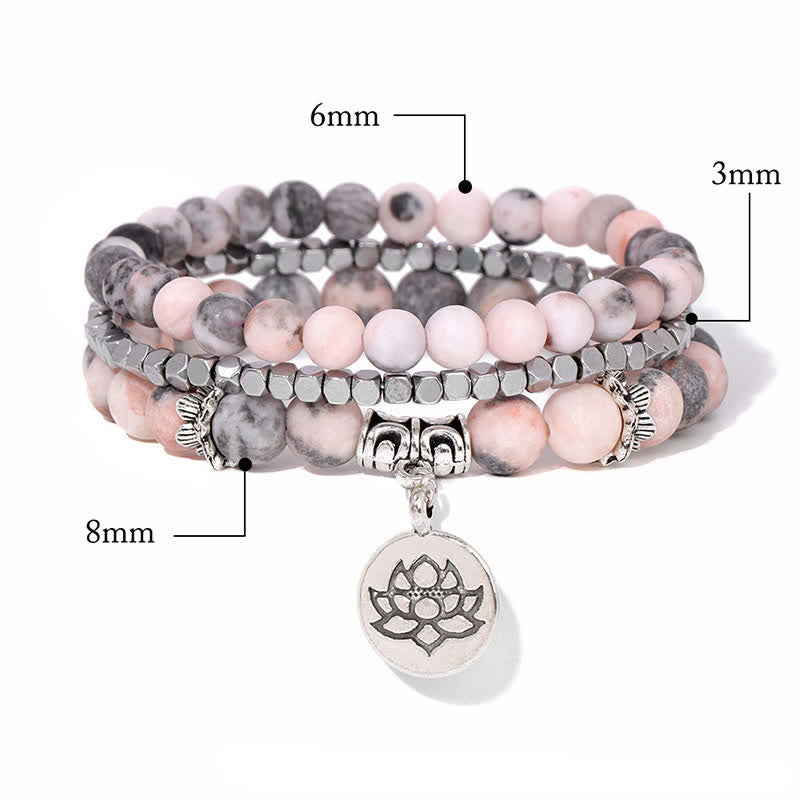 Buddha Stones 3-teiliges Zebra-Jaspis-Lotus-Erleuchtungs-Perlenarmband - image 4