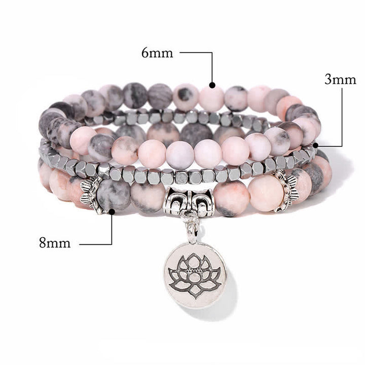 Buddha Stones 3-teiliges Zebra-Jaspis-Lotus-Erleuchtungs-Perlenarmband - image 4