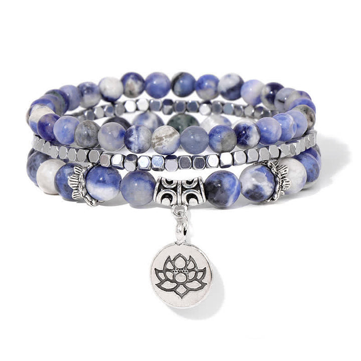 Buddha Stones 3-teiliges Zebra-Jaspis-Lotus-Erleuchtungs-Perlenarmband - Sodalith (Ruhe ♥ Harmonie) - image 15